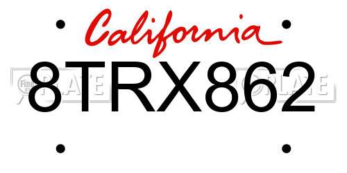 8TRX862 California License Plate