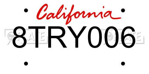 8TRY006 California License Plate