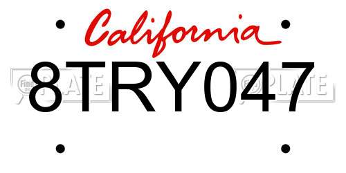 8TRY047 California License Plate