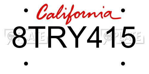 8TRY415 California License Plate