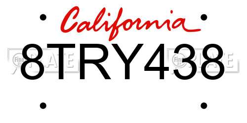 8TRY438 California License Plate
