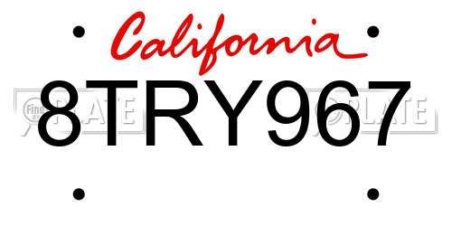 8TRY967 California License Plate