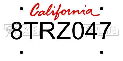 8TRZ047 California License Plate