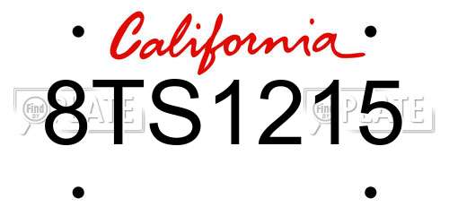 8TS1215 California License Plate
