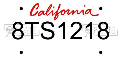 8TS1218 California License Plate