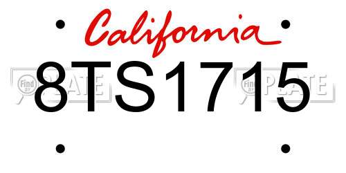 8TS1715 California License Plate