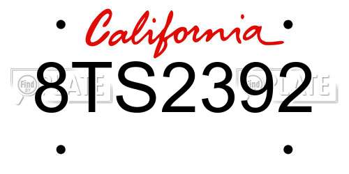 8TS2392 California License Plate