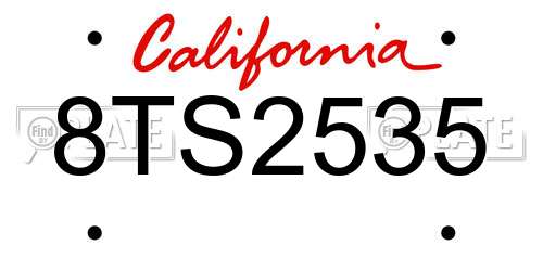 8TS2535 California License Plate