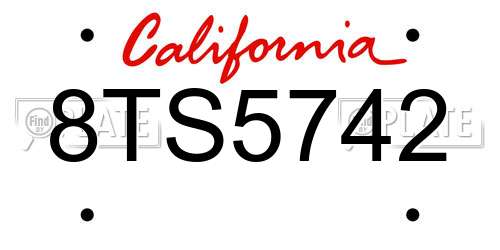 8TS5742 California License Plate