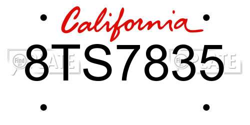 8TS7835 California License Plate
