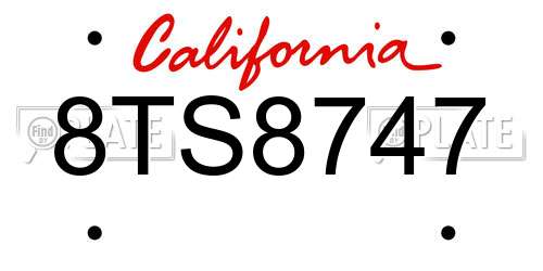 8TS8747 California License Plate