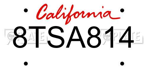 8TSA814 California License Plate