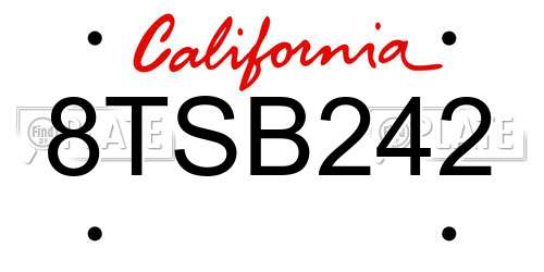 8TSB242 California License Plate