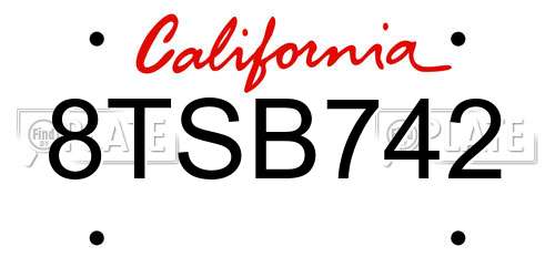 8TSB742 California License Plate