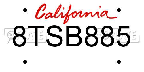 8TSB885 California License Plate