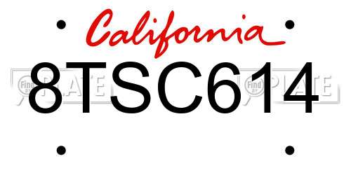 8TSC614 California License Plate