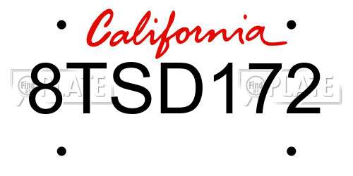 8TSD172 California License Plate