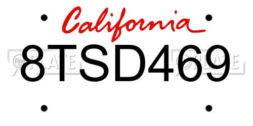 8TSD469 California License Plate