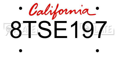 8TSE197 California License Plate