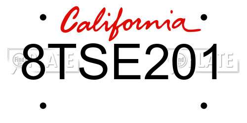 8TSE201 California License Plate