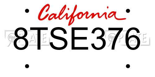 8TSE376 California License Plate