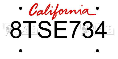 8TSE734 California License Plate