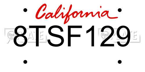 8TSF129 California License Plate