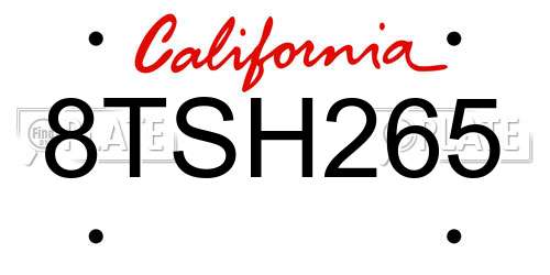 8TSH265 California License Plate