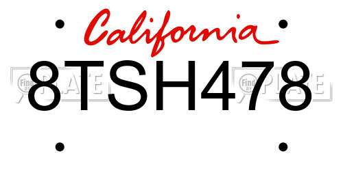 8TSH478 California License Plate