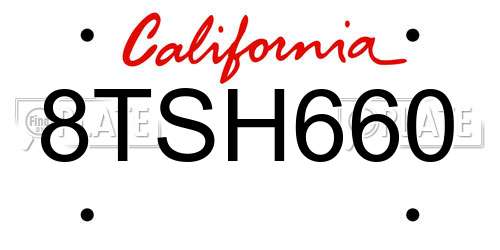 8TSH660 California License Plate