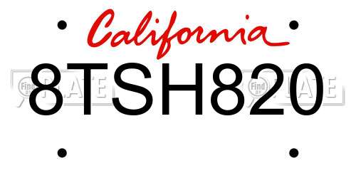 8TSH820 California License Plate