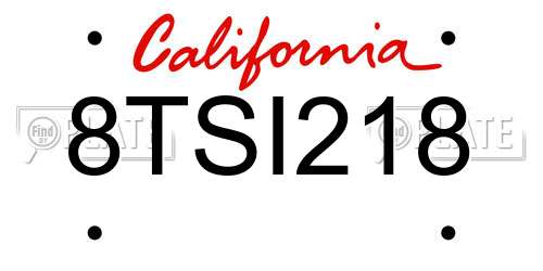 8TSI218 California License Plate