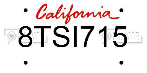 8TSI715 California License Plate