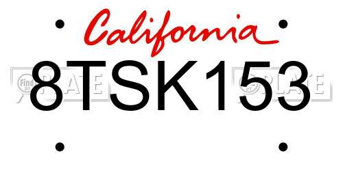 8TSK153 California License Plate