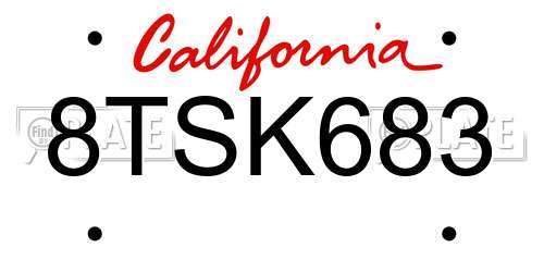 8TSK683 California License Plate
