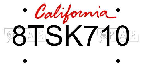 8TSK710 California License Plate