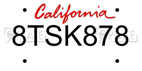 8TSK878 California License Plate