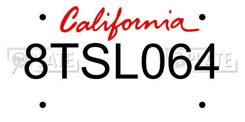8TSL064 California License Plate