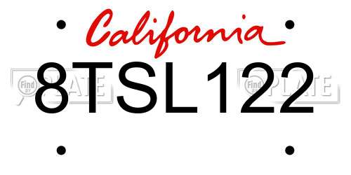 8TSL122 California License Plate