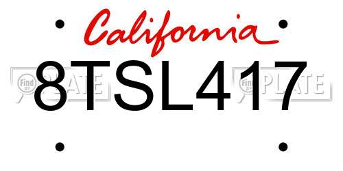 8TSL417 California License Plate