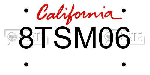 8TSM06 California License Plate