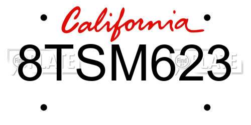 8TSM623 California License Plate