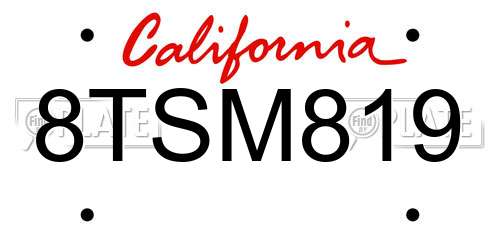 8TSM819 California License Plate