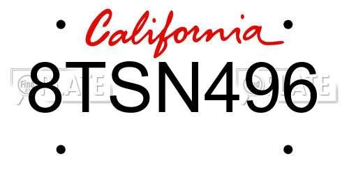 8TSN496 California License Plate