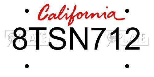 8TSN712 California License Plate