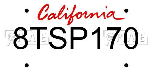 8TSP170 California License Plate