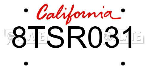 8TSR031 California License Plate