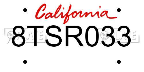 8TSR033 California License Plate