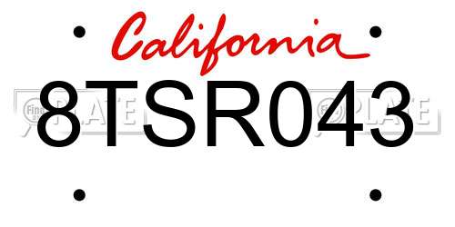 8TSR043 California License Plate