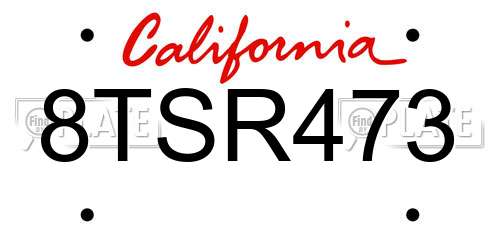 8TSR473 California License Plate